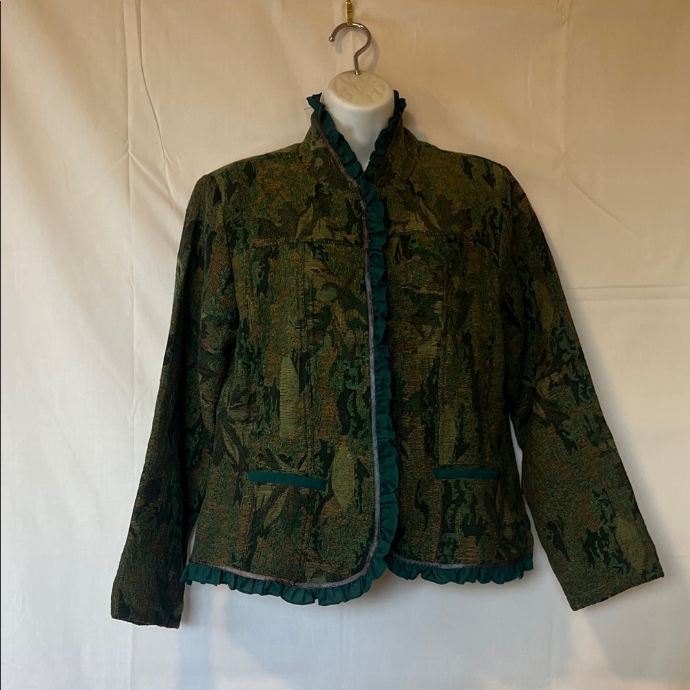 Chic Green Patterned Women's Blazer